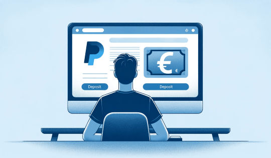 Computerbildschirm mit Einzahlungsprozess in PayPal Online Casinos mit 1 Euro Einzahlung. 