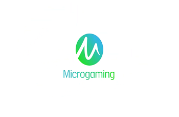 as Logo des Spieleentwicklers Microgaming.