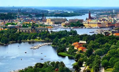 Schwedens Hauptstadt Stockholm aus der Vogelpersektive.